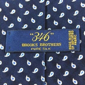 Brooks Brothers "346" Men's Blue Tear Drop 100% Pure Silk tie 3.75"W 59.5L.